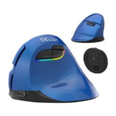 Delux Brezžična navpična miška Delux M618Mini BT/2.4G 4000DPI RGB (modra)