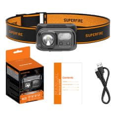 Superfire Čelna svetilka Superfire HL23, 220 lm, USB-C