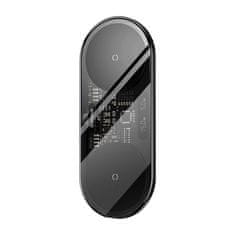 BASEUS Dvojni brezžični polnilnik Qi z zaslonom Baseus Digital LED Display, 20 W