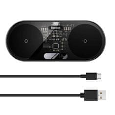BASEUS Dvojni brezžični polnilnik Qi z zaslonom Baseus Digital LED Display, 20 W