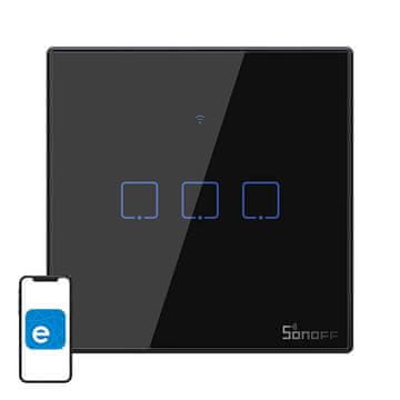 Sonoff Dotikni stikalo za vklop svetlobe WiFi + RF 433 Sonoff T3 EU TX (3-kanalni)