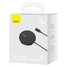 BASEUS Magnetni indukcijski polnilnik Baseus Simple Mini3 15W (črn)