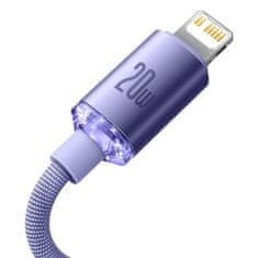 BASEUS USB-C kabel za Lightning Baseus Crystal Shine, 20 W, PD, 1,2 m (vijoličen)