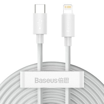 BASEUS USB-C kabel za Lightning Baseus Simple Wisdom, PD, 20 W, 1,5 m (bel) 2 kos.