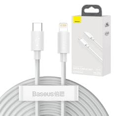 BASEUS USB-C kabel za Lightning Baseus Simple Wisdom, PD, 20 W, 1,5 m (bel) 2 kos.