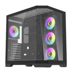 darkFlash Računalniška ohišje Darflash FT418 PRO + 7 ventilatorjev aRGB (črna)
