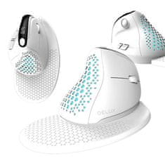 Delux Brezžična navpična miška Delux M618XSD BT+2.4G RGB (bela)
