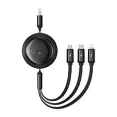BASEUS USB kabel 3v1 Baseus Free2Draw USB na micro USB+Lightning+USB-C, 3,5 A, 1,1 m (črn)