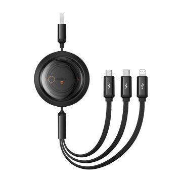 BASEUS USB kabel 3v1 Baseus Free2Draw USB na micro USB+Lightning+USB-C, 3,5 A, 1,1 m (črn)