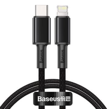 BASEUS USB-C kabel za Lightning Baseus High Density Braided, 20 W, 5 A, PD, 1 m (črn)