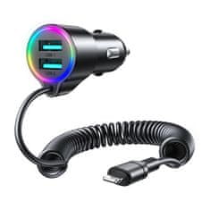 Joyroom Avtomobilski polnilnik Joyroom JR-CL25, 2x USB + kabel Lightning (črn)