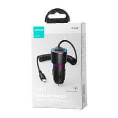 Joyroom Avtomobilski polnilnik Joyroom JR-CL25, 2x USB + kabel Lightning (črn)
