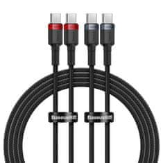 BASEUS Kabel Baseus Cafule USB-C na USB-C 100 W, 2 m, 2 kos (rdeče-črn, sivo-črn)