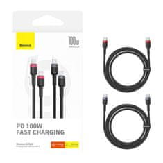 BASEUS Kabel Baseus Cafule USB-C na USB-C 100 W, 2 m, 2 kos (rdeče-črn, sivo-črn)