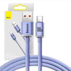 BASEUS USB kabel za USB-C Baseus Crystal Shine, 5A, 1,2 m (vijoličen)