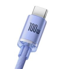 BASEUS USB kabel za USB-C Baseus Crystal Shine, 5A, 1,2 m (vijoličen)
