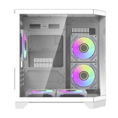 darkFlash Računalniški ohišje Darflash FT350 + 5 ventilatorjev aRGB (bela)