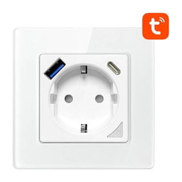 Avatto Pametna WiFi vtičnica N-WOT10-USB-W TUYA USB USB-C (bela)