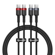 BASEUS Kabel Baseus Cafule USB-C na USB-C 100 W, 1 m, 2 kos (rdeče-črn, sivo-črn)
