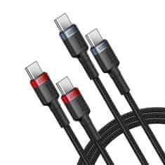 BASEUS Kabel Baseus Cafule USB-C na USB-C 100 W, 1 m, 2 kos (rdeče-črn, sivo-črn)