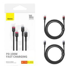 BASEUS Kabel Baseus Cafule USB-C na USB-C 100 W, 1 m, 2 kos (rdeče-črn, sivo-črn)