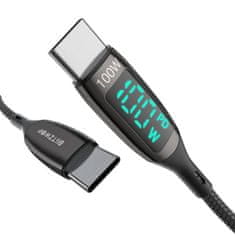 Blitzwolf USB-C na USB-C kabel BlitzWolf BW-TC23, z zaslonom, 100 W, 1,8 m (črn)
