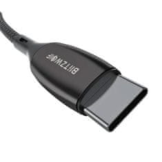 Blitzwolf USB-C na USB-C kabel BlitzWolf BW-TC23, z zaslonom, 100 W, 1,8 m (črn)