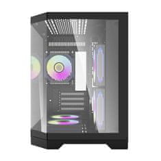 darkFlash Računalniška ohišje Darflash FT350 + 5 ventilatorjev aRGB (črna)