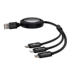 BASEUS Kabel 3v1 Baseus Free2Draw USB za M+L+C 100 W, 1,1 m (črn)