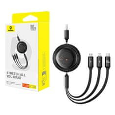 BASEUS Kabel 3v1 Baseus Free2Draw USB za M+L+C 100 W, 1,1 m (črn)
