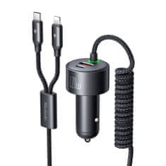 Mcdodo Avtomobilski polnilnik Mcdodo CC-0370, USB-C, Lightning, 120 W, zložljivi kabli
