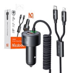 Mcdodo Avtomobilski polnilnik Mcdodo CC-0370, USB-C, Lightning, 120 W, zložljivi kabli