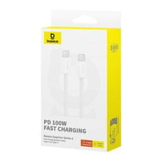BASEUS Hitro polnilni kabel USB-C na USB-C Baseus Superior 2 100 W 1 m (bel)