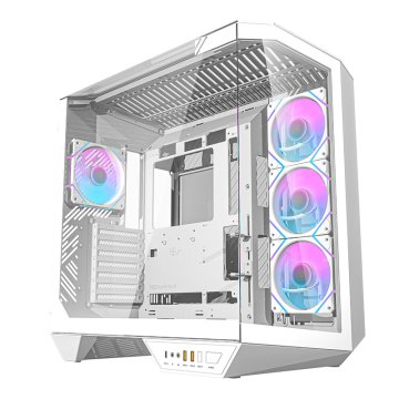 darkFlash Računalniški ohišje Darkflash DY470 (belo) + 4 ventilatorji + nosilec GPU