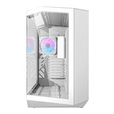darkFlash Računalniški ohišje Darkflash DY470 (belo) + 4 ventilatorji + nosilec GPU