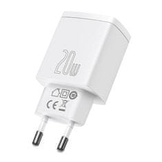 BASEUS Mrežni polnilnik Baseus Compact Quick Charger, USB, USB-C, 20 W (bel)