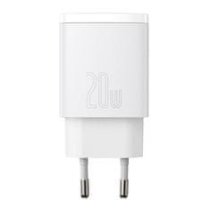 BASEUS Mrežni polnilnik Baseus Compact Quick Charger, USB, USB-C, 20 W (bel)