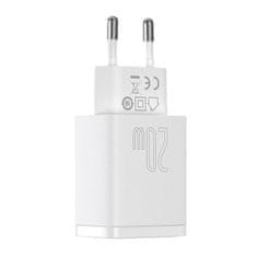 BASEUS Mrežni polnilnik Baseus Compact Quick Charger, USB, USB-C, 20 W (bel)