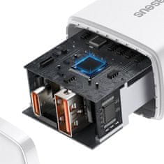 BASEUS Mrežni polnilnik Baseus Compact Quick Charger, USB, USB-C, 20 W (bel)