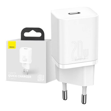 BASEUS Mrežni polnilnik Baseus Super Si Quick Charger 1C 20W (bel)