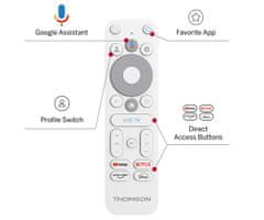 Thomson 150 Go Cast multimedijski predvajalnik, 4K, GoogleTV, WiFi, BT, Chromecast, daljinec, bel