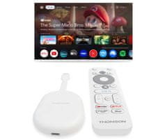 Thomson 150 Go Cast multimedijski predvajalnik, 4K, GoogleTV, WiFi, BT, Chromecast, daljinec, bel