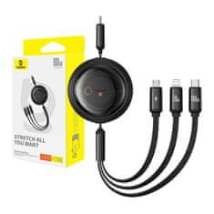 BASEUS USB-C kabel 3v1 Baseus Free2Draw USB-C/Lightning/Micro 100 W, 1,1 m (črn)