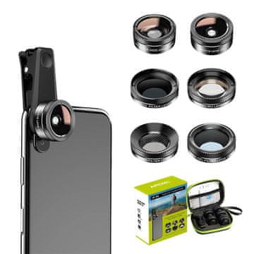 Apexel Komplet objektivov za telefon APEXEL APL-DG6V2 6v1 univerzalni