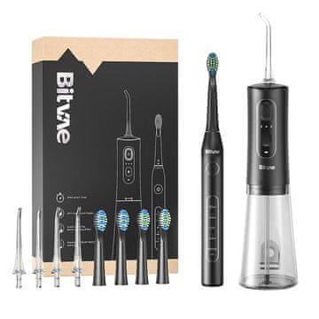 Bitvae Sonic zobna ščetka z kompletom nastavkov in irigatorjem Bitvae D2+C2 (črna)