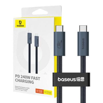 BASEUS Hitri polnilni kabel USB-C na USB-C Baseus Flash 2 240 W 1 m (črn)