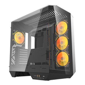 darkFlash Računalniški ohišje Darkflash DY470 (črno) + 4 ventilatorji + nosilec GPU