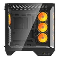 darkFlash Računalniški ohišje Darkflash DY470 (črno) + 4 ventilatorji + nosilec GPU