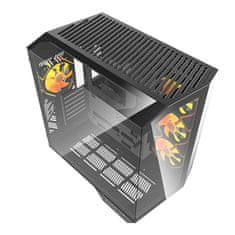 darkFlash Računalniški ohišje Darkflash DY470 (črno) + 4 ventilatorji + nosilec GPU