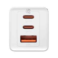 BASEUS Mrežni polnilnik Baseus GaN5 Pro 2xUSB-C + USB, 65 W (bel)
